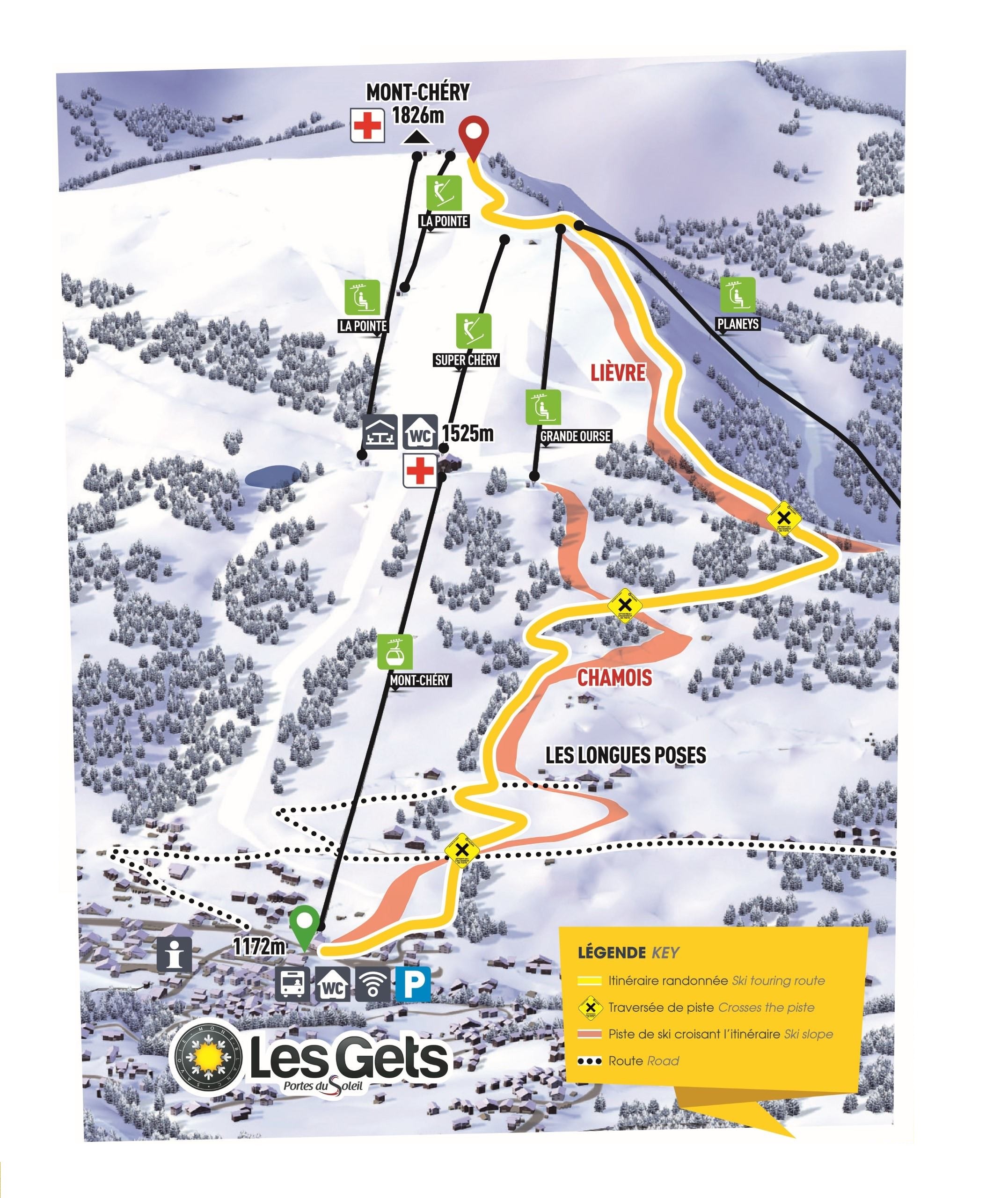 Tracé ski de randonée Montée du Chéry