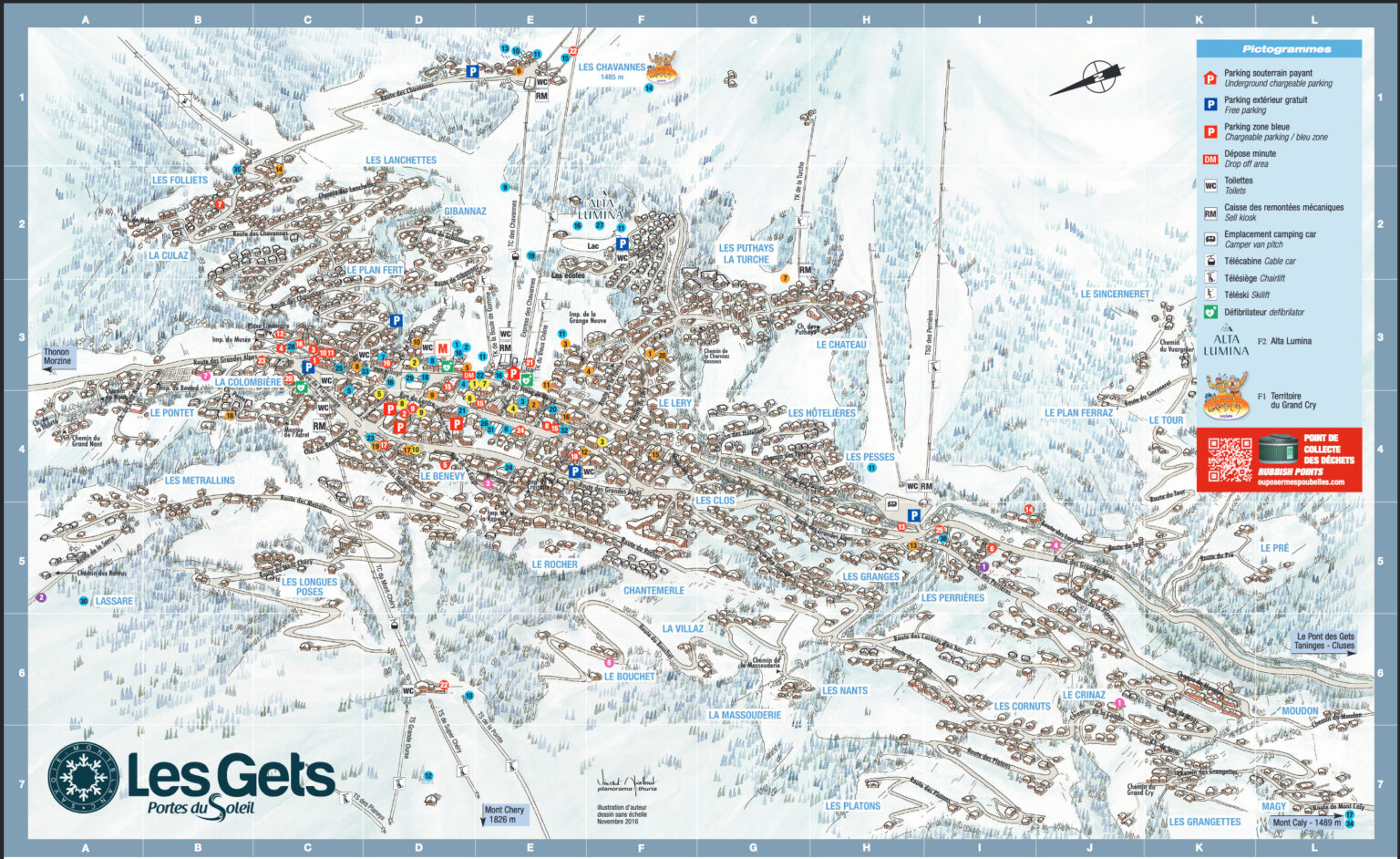 Plan de la station - Carte détaillée et illustrée - Les Gets