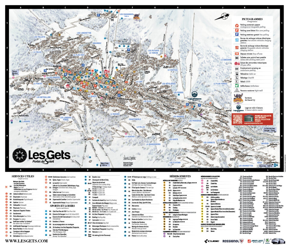 Resort map - Detailed and illustrated map - Les Gets