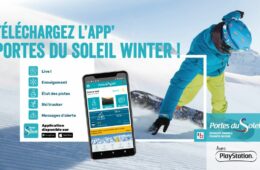 Visuel application Portes du Soleil avec snowboarder
