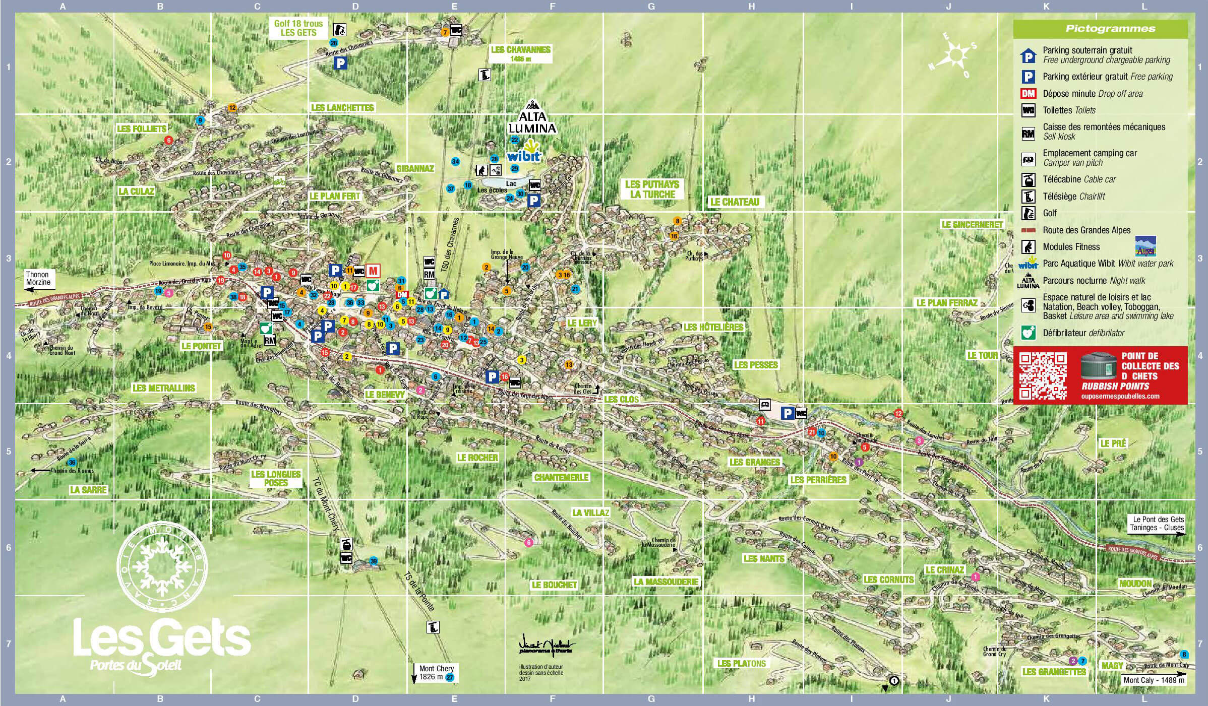 Plan illustré village été Les Gets